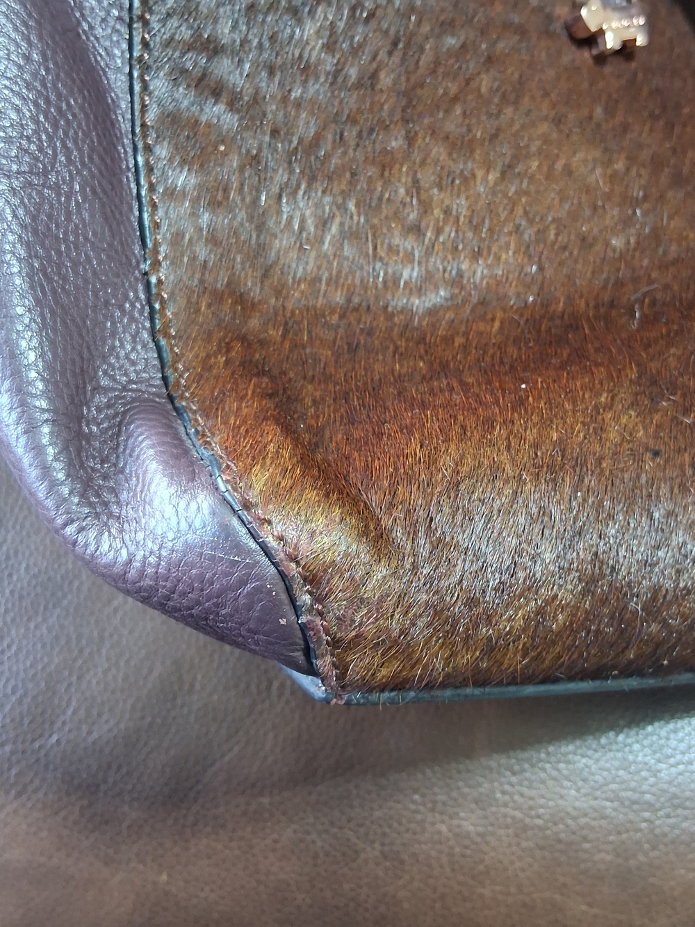RADLEY London Calf Hair Brown/Burgundy/Wine Red Tote Bag Purse RoseGold Hardware - Picture 16 of 16